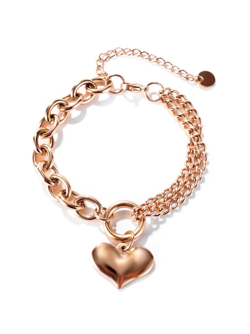 1149 Bracelet [rose gold] Titanium Steel Heart Hip Hop Strand Bracelet